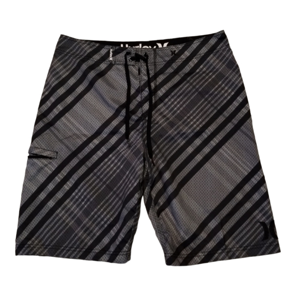 Hurley Board Shorts Zip Pocket Stripes Swim